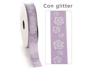 Grossista nastro raso lilla con glitter