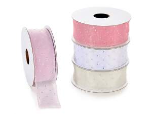 Grossisti nastri organza pois argento