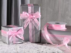 grossista nastri organza raso rosa