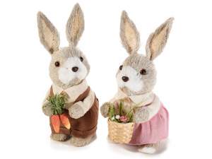 Wholesale rabbit with natural fiber decoration