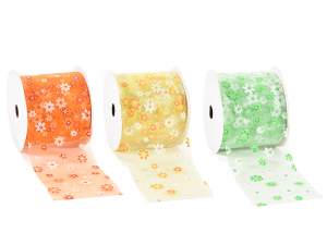 wholesalers organza ribbon flower print