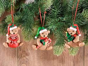 Grossiste d'oursons de Noël en résine à suspendre