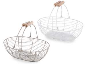 wholesale metal basket with handles white