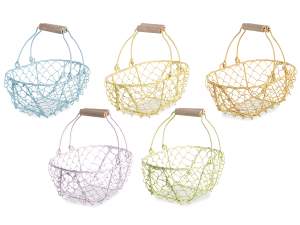 wholesaler oval metal baskets with wooden handles