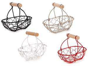 wholesale metal baskets with wooden handles