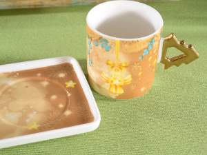 Venta al por mayor de tazas navideñas doradas con