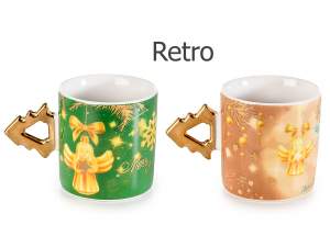 Venta al por mayor de tazas navideñas doradas con