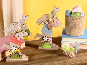wholesale wooden rabbit decoration showcase