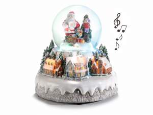Caja de música de bola de nieve con paisaje navide