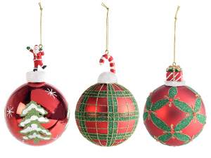 Ingrosso palline albero glitter babbo natale