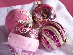 Ingrosso palline di natale rosa glitter strass