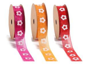 panglici colorate din organza flori en-gros
