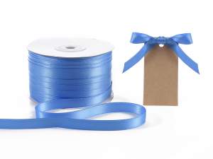 Panglica dubla de satin cu ridicata Air Force Blue