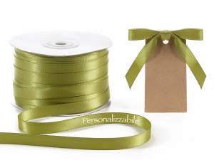 Panglică dublă din satin verde olive personalizată
