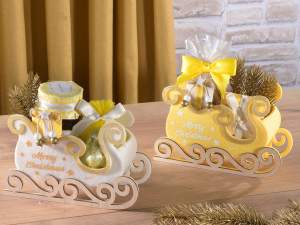 panier traîneau de Noël en tissu et bois en gros