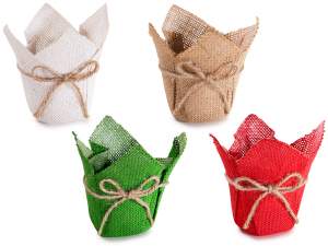 paniers en jute colorés en gros avec ficelle
