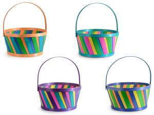 vente en gros paniers ronds multicolores