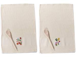 Juego cuchara de madera y paños al por mayor