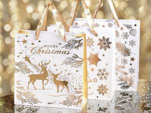 Gold print paper christmas bags wholesalers