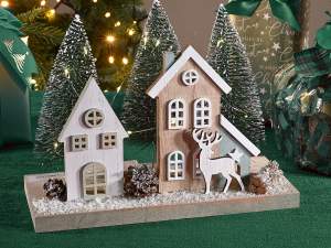 décoration de Noël en bois en gros avec lumières