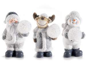 ingrosso babbo natale renna ceramcia luci