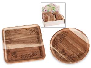 Ingrosso vassoio alimentare legno acacia
