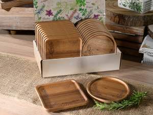 Ingrosso vassoio alimentare legno acacia