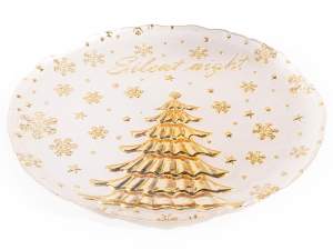 ingrosso piatto natale albero oro fiocchi neve
