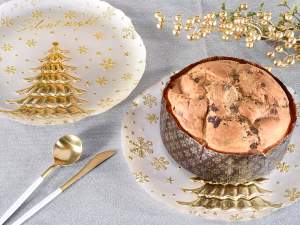 ingrosso piatto natale albero oro fiocchi neve