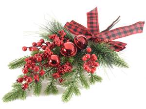 wreath sprig with berries and Christmas balls