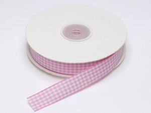 Wholesale pink white gingham ribbon