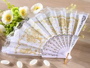 wholesale white gold fan wedding favor