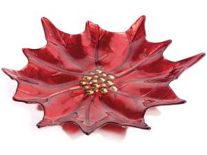 Plato Estrella de Navidad Roja en Vidrio