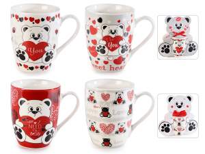 wholesale valentines teddy bear mugs