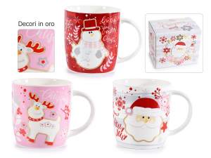 Wholesale christmas mugs with real gold decoration