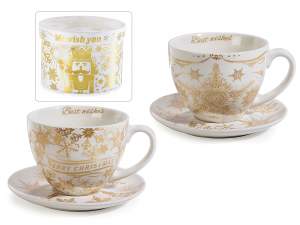 Wholesale cup piato christmas decorations gold