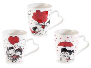 Wholesale mugs with Valentine's heart handle
