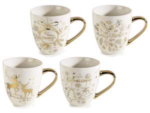 Wholesale christmas mugs with gold decorations