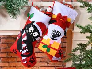 Calcetines navideños mayorista perro gato decoraci
