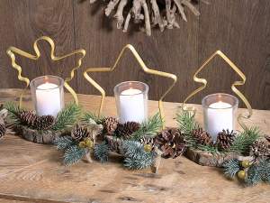 ingrosso portacandela natale base legno