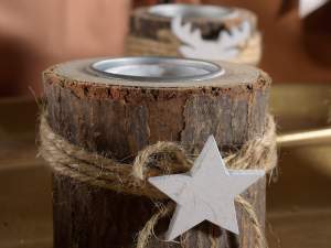 Ingrosso porta candela Natale legno corteccia