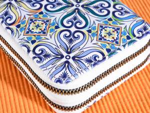 ingrosso portafoglio doppia zip maiolica