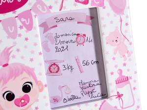 Ingrosso cornice portafoto nascita bimba rosa