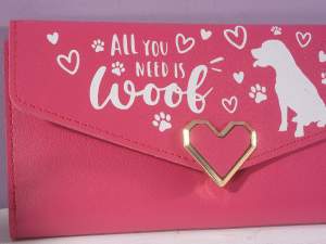 portefeuille gros femme animaux chiens coeur
