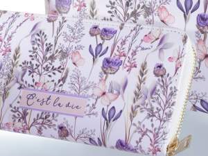 Gros portefeuille porte-monnaie femme fleurs