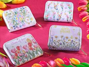 portefeuille femme en gros fleurs imitation cuir