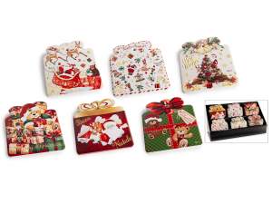 Posavasos navideño cerámica brillante con detalles dorados