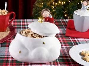 Gros pot à biscuits en céramique ange de Noël