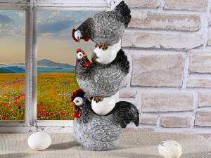 grossiste décoration poules oeufs en résine