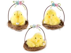 panier de Pâques nid de poussins en gros